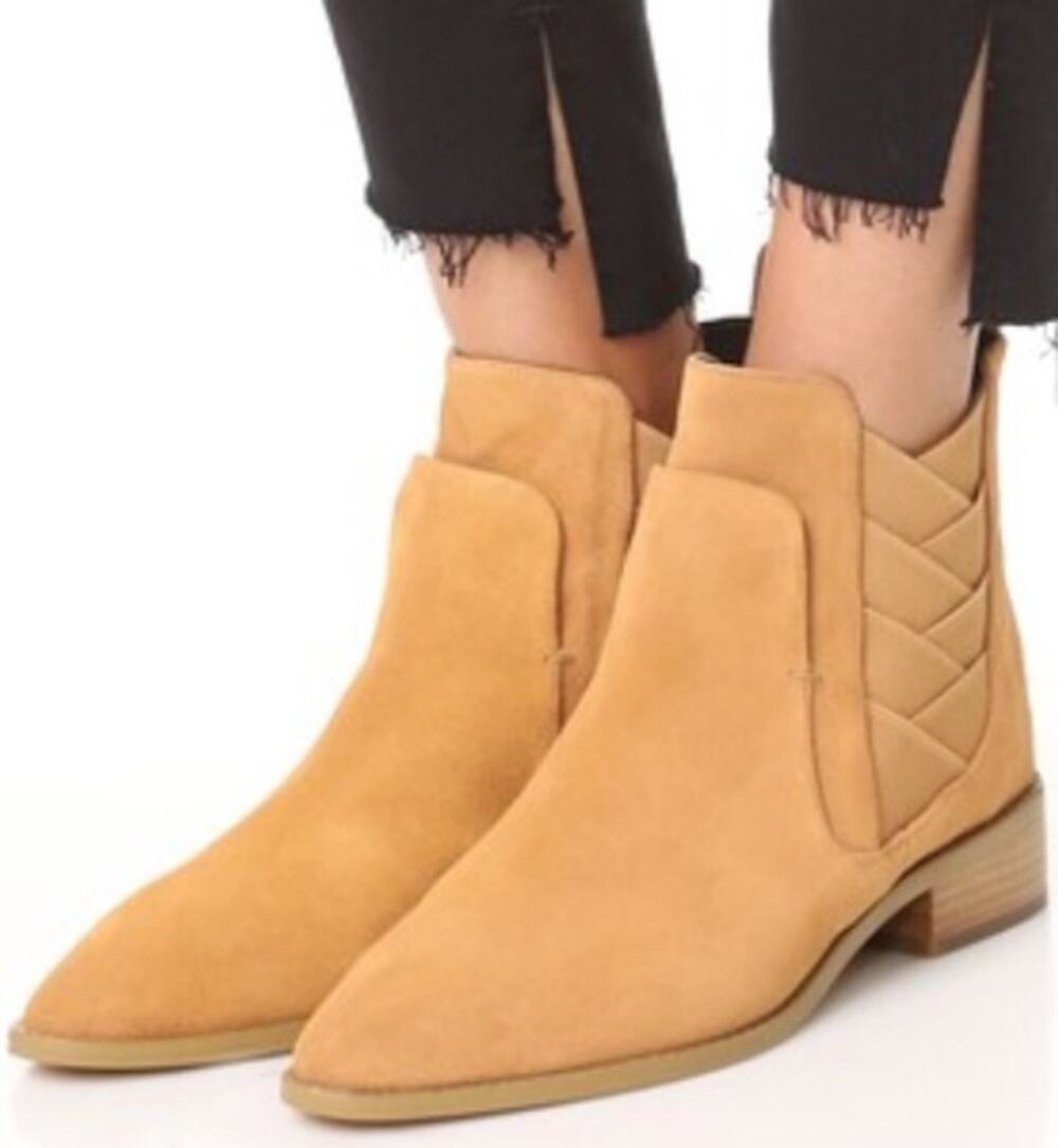 Rebecca Minkoff Jacy Chelsea Suede Ankle Boots Butterscotch Tan Camel- Size 8.5M